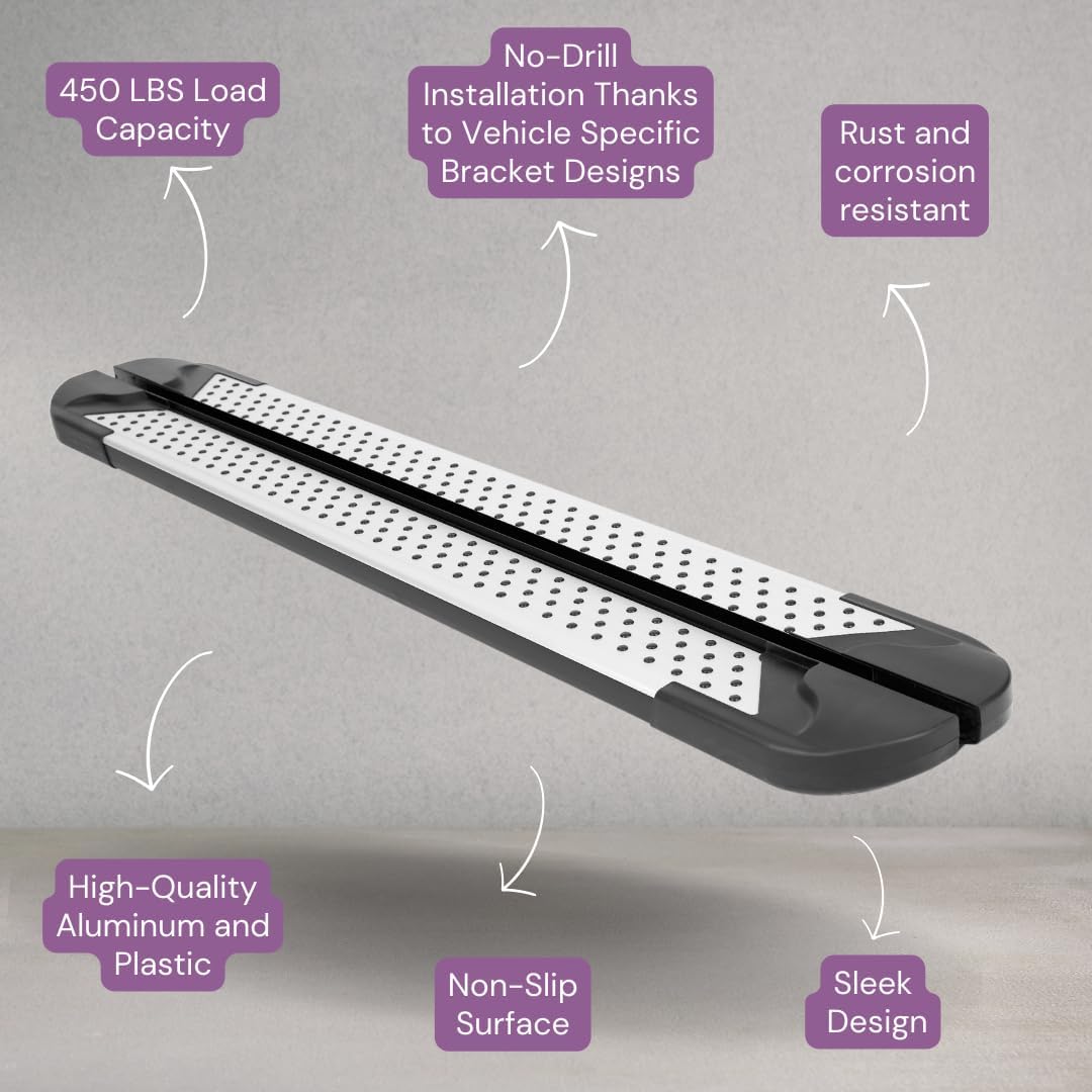 5.2" Running Boards for GMC Sierra 2019-2025 1500 Crew Cab, 2020-2025 2500HD 3500HD - Silver